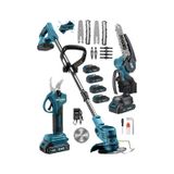 Dragro DRG-4M 3'lü Bahçe Seti 4 Akü Otomatik Yağlı Testere + Dal Kesme Makası + Akülü Tırpan