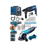 Dragro DRG-kvkt58 4lü Mavi Eko Usta Set Invertör Kaynak Kırıcı Delici Şarjlı Matkap Spiral