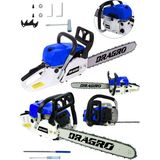 Dragro - Germany Benzinli Testere 9.9 Hp Ağaç Odun Dal Kesme Makinesi Motorlu Testere-Mavii