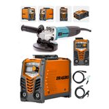 Dragro Germany Technology Cift Kartli 200 Amper Invertor Kaynak Makinasi-Turuncu-3000W Taslama +2Li Set