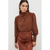 Drape Detaylı Bluz - Kahve