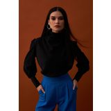 Drape Detaylı Bluz - SİYAH