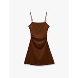 Drape Detaylı İnce Askılı Mini Bodycon Elbise