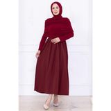 Drapeli Elbise Bordo HM2780 - XL