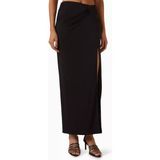 Drapeli Krep Maxi Etek - Siyah - XS