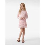 Drapeli Slim Fit Uzun Kollu Desenli Bisiklet Yaka Tül Elbise