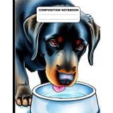 Drawing Of A Labrador Drinking From A Water Bowl College Ruled Composition NoteBook: Glossy Paperback Notebook: 120 Pages Size 8.5 Inches By 11 Inches