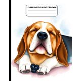 Drawing Of A Sleepy Beagle Dog College Ruled Composition NoteBook: Glossy Paperback Notebook: 120 Pages Size 8.5 Inches By 11 Inches