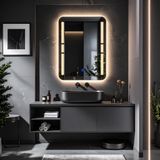Drayno Led'li Lazer Kumlamalı Lavabo & Banyo Aynası (Dokunmatik Sensörlü) günışığı ledli 100 x 75