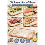 DrBambu Desenli Temperli Camlı Bambu Kesme Tahtası – Hijyenik & Dayanıklı