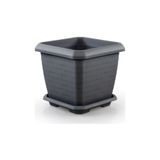 Drc Örgü Desenli Hisar Saksı Antrasit 37 Cm, 25.5 Litre Tabak Dahil