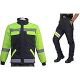 DRC Outdoor Motorcu Mont & Pantolon Takımı – Kışlık Lacivert, Su ve Rüzgar Geçirmez, Elyaflı, Reflektörlü