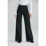 DRC Solmaz Siyah Likralı Bol Paça Palazzo Jean - 90's Wide Leg Kot Pantolon - 28