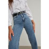 DRC trend Sendy Orta Mavi Kar Yıkama Likralı Süper Yüksek Bel Salaş Paça Denim Palazzo Pantolon