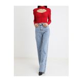 DRC trend The Kadın Açık Mavi Kar Yıkama Süper Yüksek Bel Bol Paça Denim Kot Pantolon