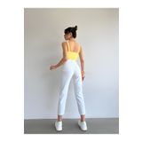 DRC trend White Jean Kadın Beyaz Yüksek Bel Mom Kalıp Kot Pantolon (İÇ GÖSTERMEZ)