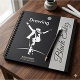 Dream Art Galery Dreamart Galery Black Eskiz Defteri 20X20 cm Siyah Kağıt Çizim Defteri 48 Yaprak - Black Paper Sketchbook Kare Spiral Defter