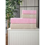 Dream Banyo Havlu Takımı 4 Parça (2 El Yüz & Baş Havlusu, 2 Vücut Havlusu) - 70 x 140 cm - Pudra - Bej