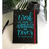 Dream Big Mottolu Sert Karton Kapaklı Çizgisiz Defter Zamansız Ajanda - Siyah