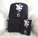Dream Butik Balonlu Astronot Okul Çantası ve Bez Cüzdan Seti