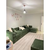 Dream Garden Angelo 4 Modül + 2 Puf Köşe Koltuk Takımı Bayb Face Kadife Yeşili Takım