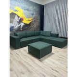 Dream Garden Angelo 4 Modül 2 Puf Köşe Koltuk Takımı Sırt Minderli Keten Kumaş Yeşil