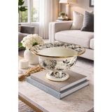 Dream Home Elegance Acar Scottısh Garden Emaye Büyük Meyvelik Çap 28CM Yükseklik 16CM - ÇAP 28 CM YÜKSEKLİK 16 CM - Beyaz