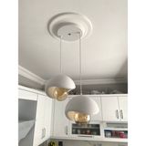 Dream Mode Beton Görünümlü Modern Şık Iskandinav Tarz 2 Başlı Avize (25CM) (Ampul dahil değildir) - Beyaz