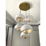 Dream Mode Modern 5'li Avize Beton Dokulu - Salon ve Oturma Odası Için Şık Tasarım (AMPUL DAHİL DEĞİLDİR) - Eskitme Bal Rengi