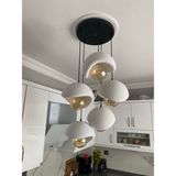 Dream Mode Modern 5'li Avize Beton Dokulu - Salon ve Oturma Odası Için Şık Tasarım (AMPUL DAHİL DEĞİLDİR) - Eskitme - Siyah