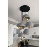 DREAM MODE Modern 5'li Avize Beton Dokulu -Salon ve Oturma Odası Şık ve Bohem Tasarım (Ampul Dahil Değildir)