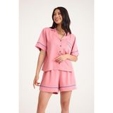 Dream Pembe Viskon Kısa Kollu Şortlu Önden Düğmeli Pijama Takım