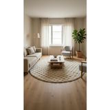 Dream Soft Yuvarlak Bej Desenli Yumuşak Yüzeyli Kaymaz Makinede Yıkanabilir Halı
