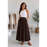 Dream Style Kadın Tencel Kumaş Beli Lastikli Cep Detaylı Etek