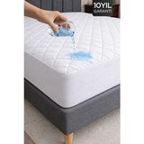 Dream Time Kapitone Fitted Su Sıvı Geçirmez Full Kenar Yatak Koruyucu Alez | Tek Çift Battal Bebek Çocuk - 200 x 220 cm - Beyaz