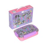 Dream Vest Bento 710ML Lunchbox Sevimli Dostlar Tek Katlı 3 Bölmeli Paslanmaz Çelik Sefer Tası Yemek Kutusu (Açık Pembe - Mor Kelebek)