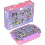 Dream Vest Bento 710ML Lunchbox Sevimli Dostlar Tek Katlı 3 Bölmeli Paslanmaz Çelik Sefer Tası Yemek Kutusu - Açık Pembe - Mor