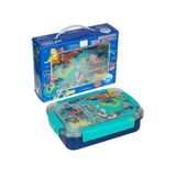 Dream Vest Bento 710ml Lunchbox Sevimli Dostlar Tek Katlı 3 Bölmeli Paslanmaz Çelik Sefer Tası Yemek Kutusu (Lacivert Dinozor)