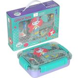 Dream Vest Bento 710ML Lunchbox Sevimli Dostlar Tek Katlı 3 Bölmeli Paslanmaz Çelik Sefer Tası Yemek Kutusu (Lila-Turkuaz Deniz Kızı) - 41 Delft Blue