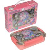 Dream Vest Bento 710ML Lunchbox Sevimli Dostlar Tek Katlı 3 Bölmeli Paslanmaz Çelik Sefer Tası Yemek Kutusu - Pembe