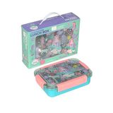 Dream Vest Bento 710ML Lunchbox Sevimli Dostlar Tek Katlı 3 Bölmeli Paslanmaz Çelik Sefer Tası Yemek Kutusu (Turkuaz-Açık Pembe Deniz Kızı)