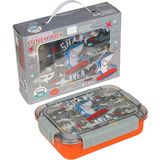 Dream Vest Bento 710ML Lunchbox Sevimli Dostlar Tek Katlı 3 Bölmeli Paslanmaz Çelik Sefer Tası Yemek Kutusu - Turuncu