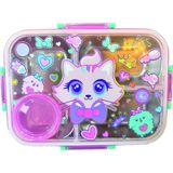 Dream Vest Süslü Kedi Çelik Beslenme Kabı Salata Kaplı Çok Renkli (K) - 1 Adet