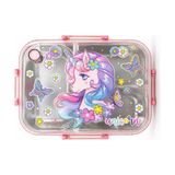 Dream Vest Unicorn 2 Çelik Beslenme Kabı, 3 Bölmeli, Paslanmaz Çelik, Çok Renkli