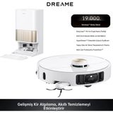 Dreame Kendi Kendini Temizleyen Robot Süpürge 19000PA Yüksek Çekim Gücü 40MM Engel Atlama Hyperstream Fırça 75°c Sıcak Su Otomatik Toz Boşaltma Süpürme Silme - Beyaz