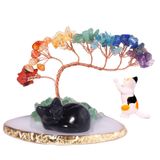 Dreamgirnh Siyah Obsidiyen Kedi Çakra Kristal Ağaç ve Şifa Taşları Sevimli Uyuyan Kedi Heykeli Şanslı Yavru Kedi Heykelcik Ofis Yatak Odası Ev Masası Dekorasyon Kedi Severler Kadınlar için Hediyeler