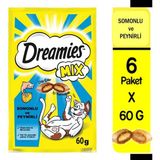 Dreamies Mix Somon Peynirli Kedi Ödül Maması 6X60gr Yumuşak İç Dışı Çıtır Lezzet