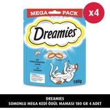 Dreamies Somonlu Kedi Ödül Maması 180 gr 4 Adet Yetişkin ve Yavru Kedilere Uygun Besleyici