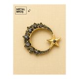 DREAMIOGIFTANDBOX Ay Yıldız Metal Broş Taşlı Hilal ve Yıldız Figürlü Gold Renk Şık Yaka Broşu Kadın Aksesuar