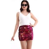 Dreamlike Pul Payetli Likralı Şık Cool ve Esnek Astarlı Mini Etek - Kırmızı
